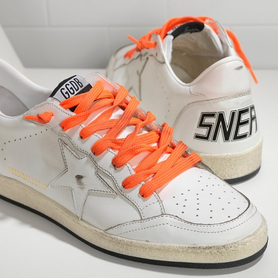 Men's/Women's Golden Goose sneakers ball star leather in orange lace