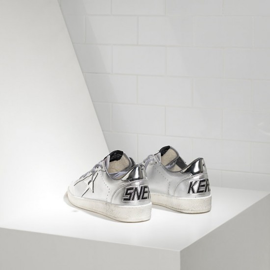 Women's Golden Goose sneakers ball star leather in silver mirror