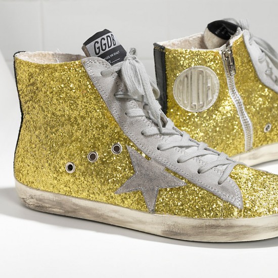 Men's/Women's Golden Goose sneakers francy all over glitter in camoscio lime glitter