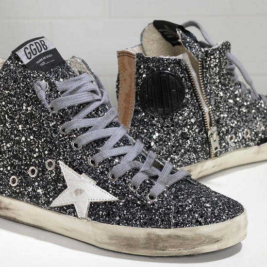Men's/Women's Golden Goose sneakers francy all over glitter in pelle grey glitter