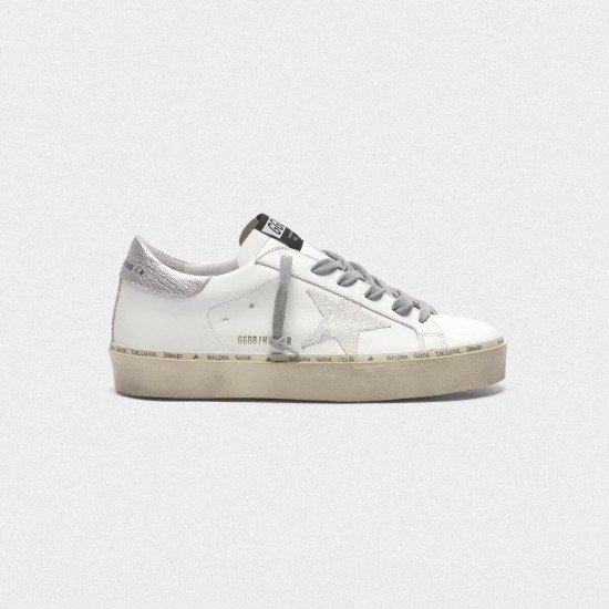 Women's Golden Goose hi star sneakers with iridescent star and silver