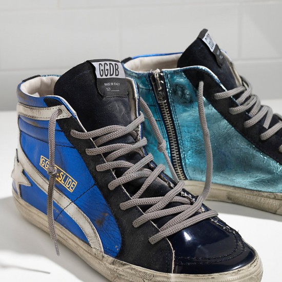 Men's/Women's Golden Goose sneakers slide in pelle blue shades