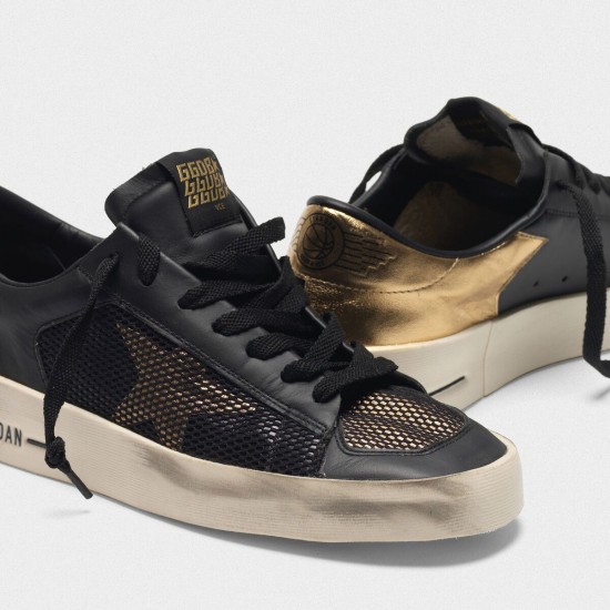 Men's/Women's Golden Goose stardan sneakers black gold leather with mesh inserts