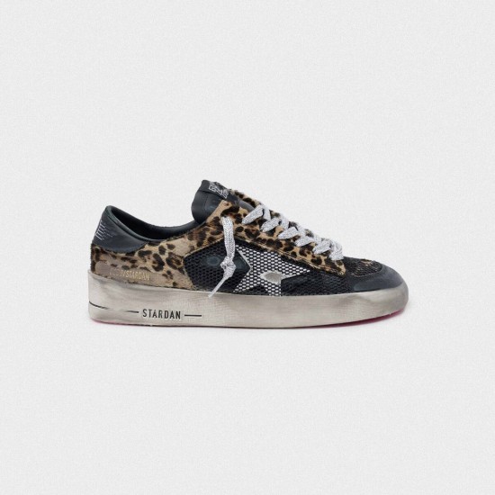 Women's Golden Goose leopard print stardan sneakers with fuchsia sole