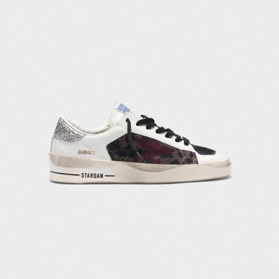 Women's Golden Goose stardan sneakers with leopard print star and glittery
