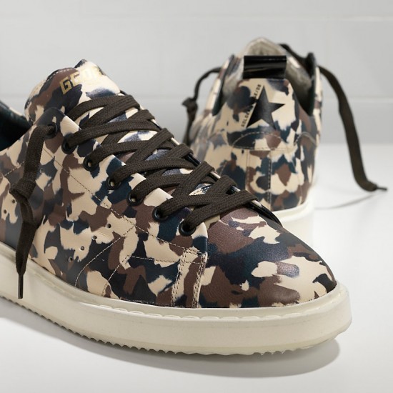 Men's Golden Goose starter sneakers in calf leather camouflage