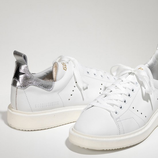 Men's/Women's Golden Goose sneakers starter in white silver