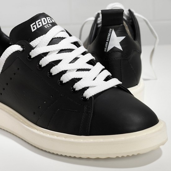 Men's/Women's Golden Goose starter sneakers in calf leather black white sole