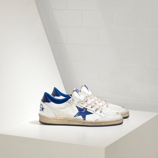 Men's Golden Goose sneakers superstar in blue star logo white leather