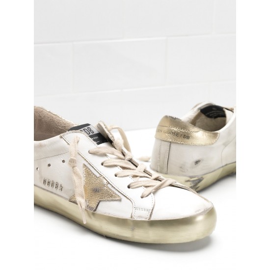 Men's/Women's Golden Goose superstar sneakers calf leather in golden