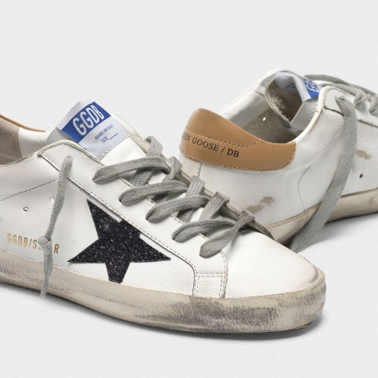 Men's/Women's Golden Goose superstar sneakers in leather with glittery star yellow