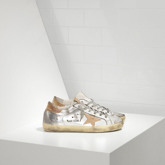 Men's/Women's Golden Goose superstar sneakers with leather star silver gold