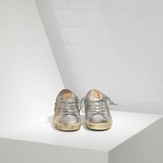 Men's/Women's Golden Goose superstar sneakers with leather star silver gold