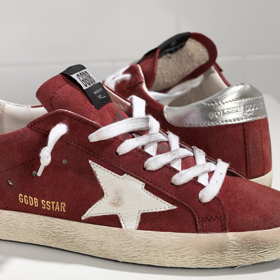 Men's/Women's Golden Goose superstar sneakers in suede red suede white star