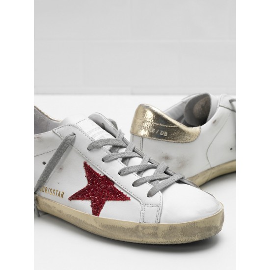 Men's/Women's Golden Goose superstar sneakers leather in red star white