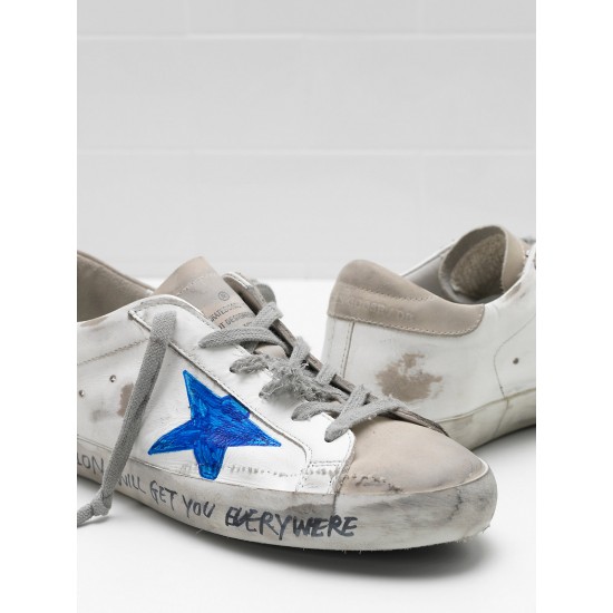 Men's/Women's Golden Goose superstar sneakers openwork star blue star logo