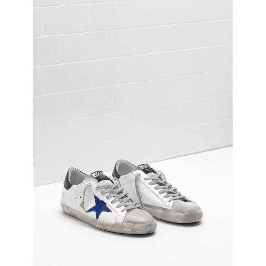 Men's Golden Goose superstar sneakers leather star in suede blue star