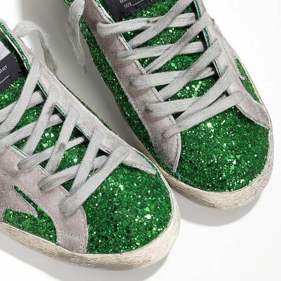 Women's Golden Goose sneakers superstar emerald green glitte