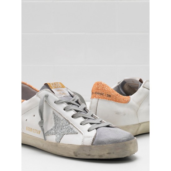 Women's Golden Goose superstar sneakers leather glitter coated star coated