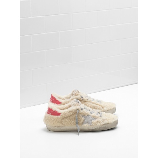 Women's Golden Goose superstar sneakers shearling suede star leather