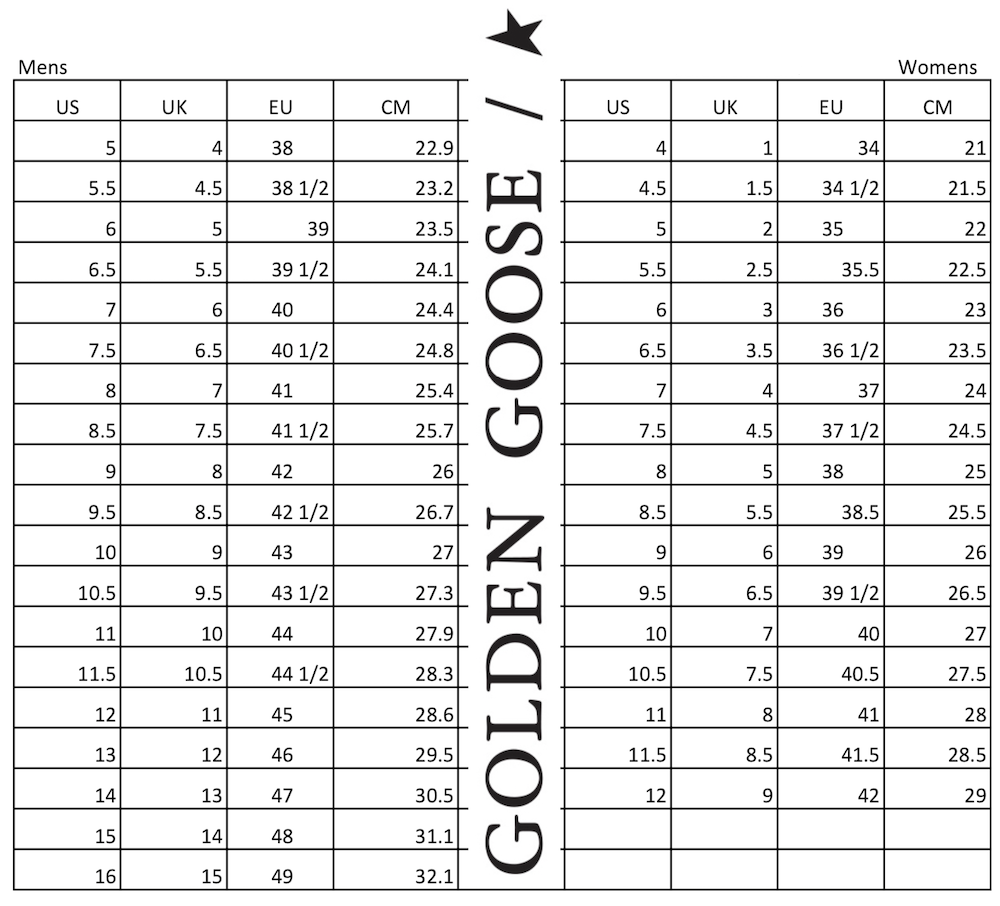 Golden Goose Size Chart » Abbaskets
